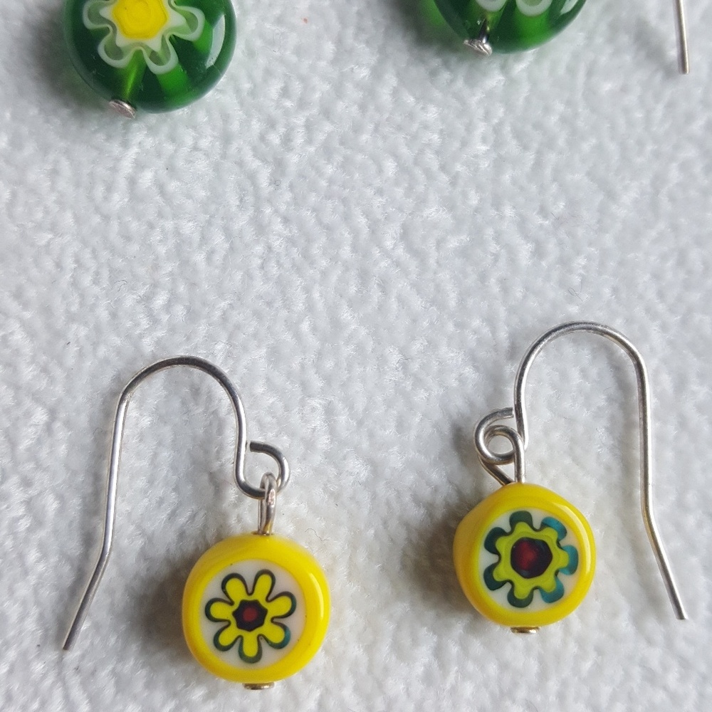 Threepairs of blown glass earrings
